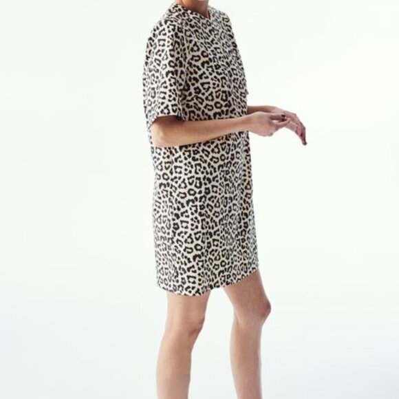 H&M Women's Short Sleeve Leopard Animal Print Party Mini Shift Dress Size XS - Picture 5 of 14